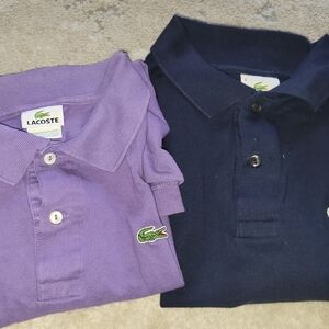 2-Lacoste Mens Polo Shirt Set - Lavender and Navy